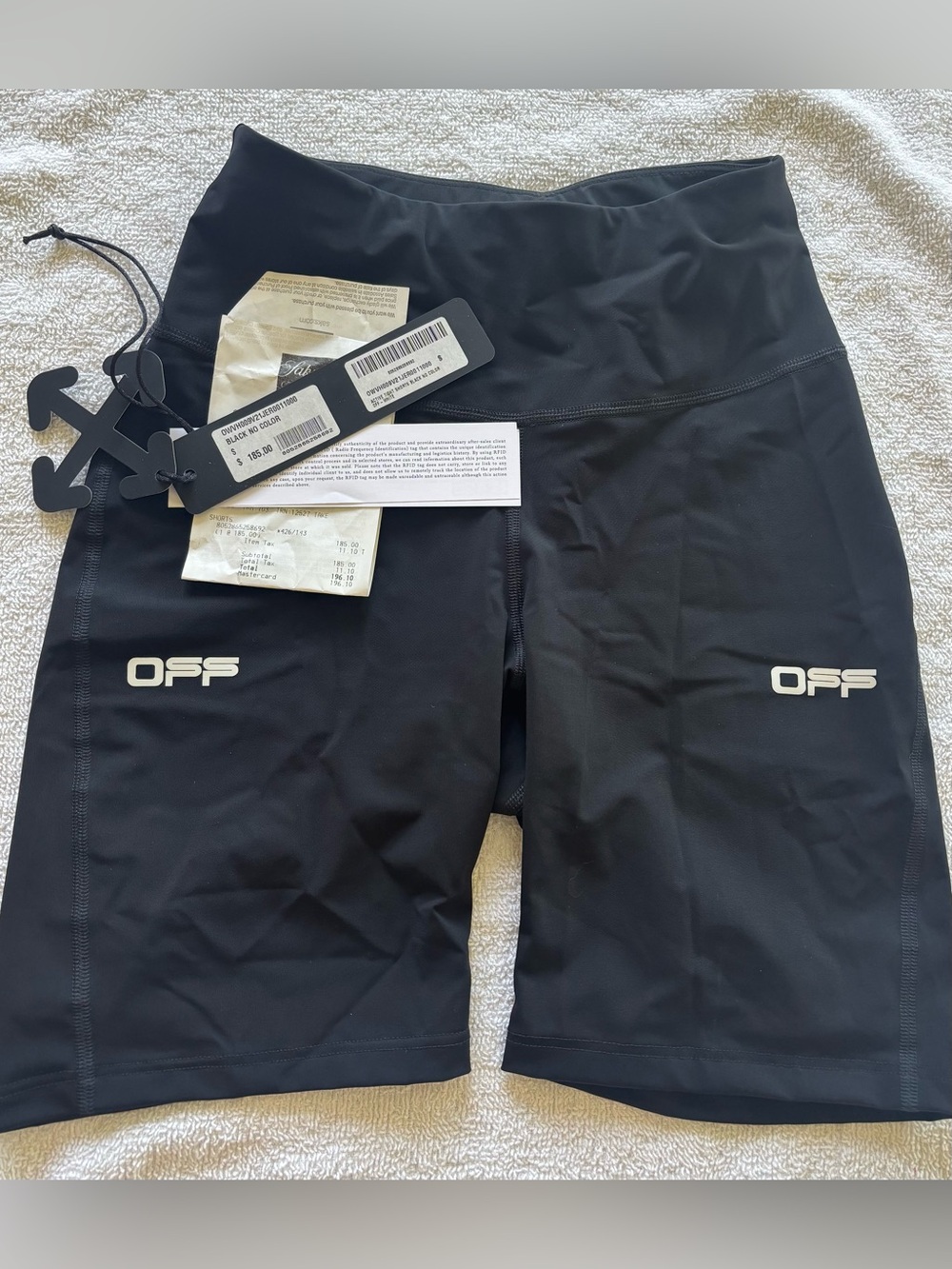 Off-White Black Mid-Rise Bike Shorts with Subtle Logo